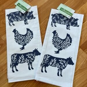 Cow, Chicken, Pig‎ Farmhouse Kitchen Dish Towel -new